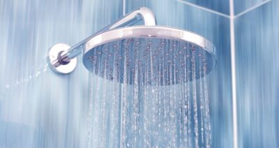 Showerhead running water blue